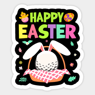 Flowers Golf Bunny In Egg Basket  Easter Day Player Sticker